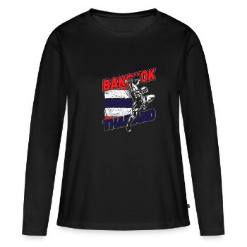 Thaïlande - T-shirt manches longues Premium bio Femme - noir - Devant - Julia (174cm)