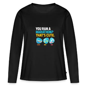 Triathlon - T-shirt manches longues Premium bio Femme - noir - Devant - Julia (174cm)