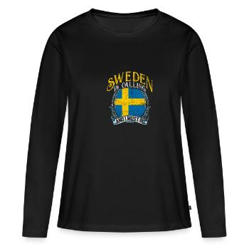 Schweden - Frauen Premium Bio Langarmshirt - Schwarz - Vorne - Julia (174cm)