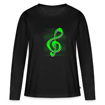 treble clef - Women's Premium Organic Long Sleeve Shirt - black - Front - Julia (174cm)