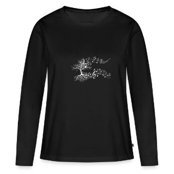 Musik Baum Notenschlüssel Musik Noten Dur Moll - Frauen Premium Bio Langarmshirt - Schwarz - Vorne - Julia (174cm)