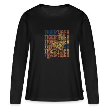 Tiger - Frauen Premium Bio Langarmshirt - Schwarz - Vorne - Julia (174cm)
