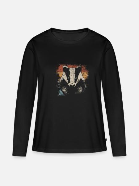 Dachs - Frauen Premium Bio Langarmshirt - Schwarz
