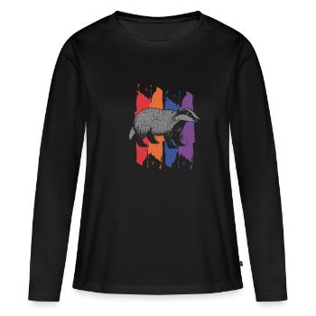 Dachs - Frauen Premium Bio Langarmshirt - Schwarz - Vorne - Julia (174cm)