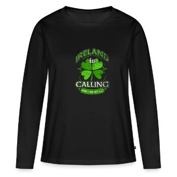 Irland - Frauen Premium Bio Langarmshirt - Schwarz - Vorne - Julia (174cm)