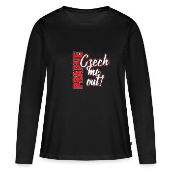 Prague - T-shirt manches longues Premium bio Femme - noir - Devant - Julia (174cm)