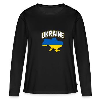 Ukraine - T-shirt manches longues Premium bio Femme - noir - Devant - Julia (174cm)