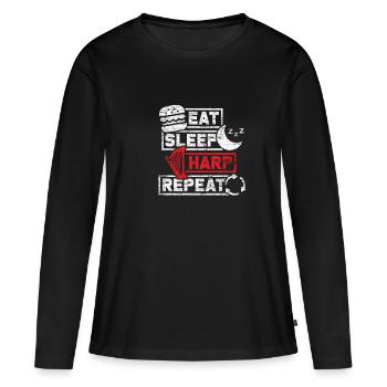 Harfe - Frauen Premium Bio Langarmshirt - Schwarz - Vorne - Julia (174cm)