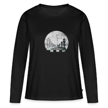 Échecs en échecs lune d’échecs jeu d’échecs - T-shirt manches longues Premium bio Femme - noir - Devant - Julia (174cm)