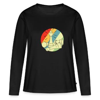 Jeu d’échecs rétro jeu d’échecs - T-shirt manches longues Premium bio Femme - noir - Devant - Julia (174cm)