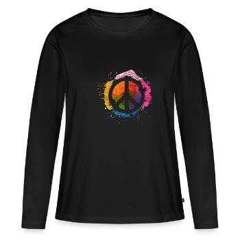 Peace - T-shirt manches longues Premium bio Femme - noir - Devant - Julia (174cm)