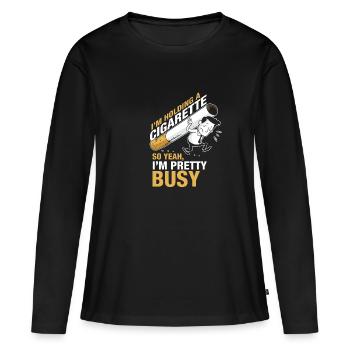 Zigarette - Frauen Premium Bio Langarmshirt - Schwarz - Vorne - Julia (174cm)
