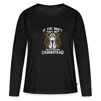 Le lévrier - T-shirt manches longues Premium bio Femme - noir - Devant - Julia (174cm)
