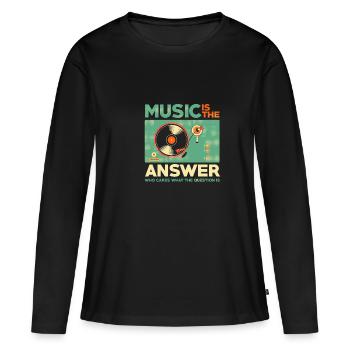 Music is the answer - Women's Premium Organic Long Sleeve Shirt - black - Front - Julia (174cm)