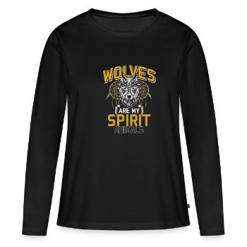 Loup Spirit Spirit Pack Pack Hurlement Lune - T-shirt manches longues Premium bio Femme - noir - Devant - Julia (174cm)
