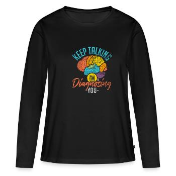 Causerie de psychologie - T-shirt manches longues Premium bio Femme - noir - Devant - Julia (174cm)