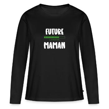 future maman - T-shirt manches longues Premium bio Femme - noir - Devant - Julia (174cm)