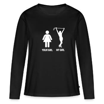 Floorball Unihockey Floor Ball - Women's Premium Organic Long Sleeve Shirt - black - Front - Julia (174cm)