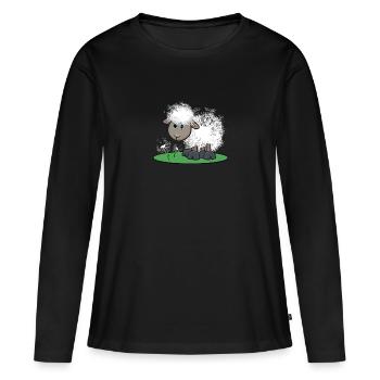 Mouton drôle avec pissenlit drôle cadeau - T-shirt manches longues Premium bio Femme - noir - Devant - Julia (174cm)