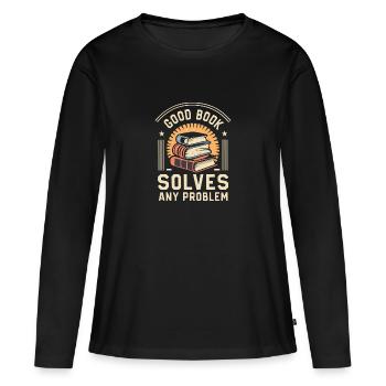 Buch - Frauen Premium Bio Langarmshirt - Schwarz - Vorne - Julia (174cm)