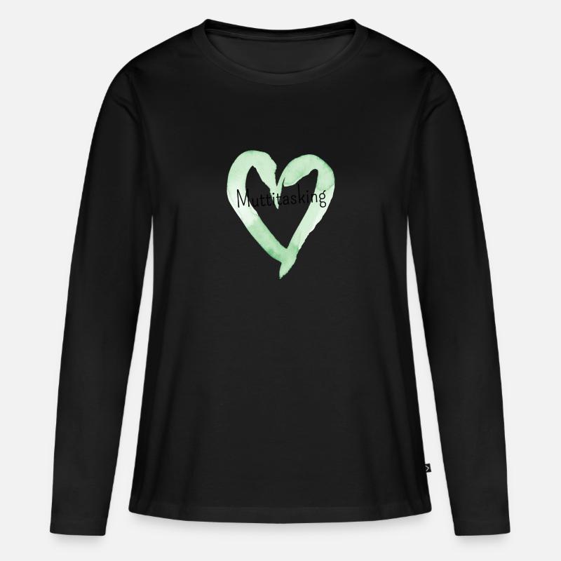 Muttitasking - Frauen Premium Bio Langarmshirt - Schwarz