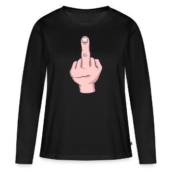 Middle finger - Women's Premium Organic Long Sleeve Shirt - black - Front - Julia (174cm)