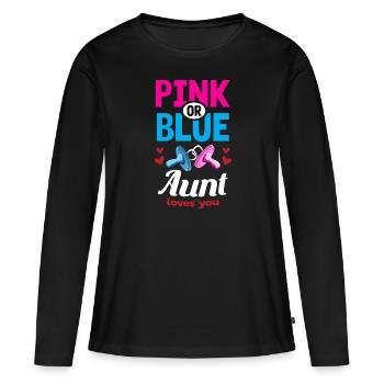 La tante rose ou bleue vous aime Le genre révèle la fête - T-shirt manches longues Premium bio Femme - noir - Devant - Julia (174cm)