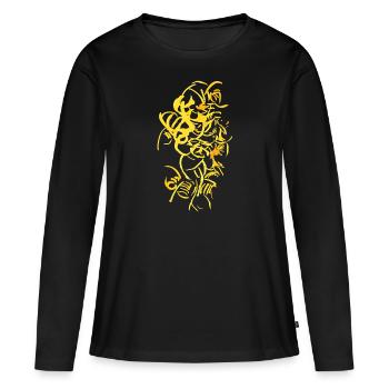 Abstrakt - Tusche - Frauen Premium Bio Langarmshirt - Schwarz - Vorne - Julia (174cm)