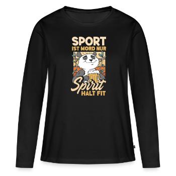 Sport ist Mord nur Sprit hält fit Biertrinker & - Frauen Premium Bio Langarmshirt - Schwarz - Vorne - Julia (174cm)