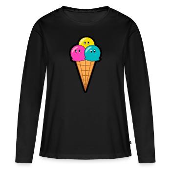 Ice cream - Frauen Premium Bio Langarmshirt - Schwarz - Vorne - Julia (174cm)