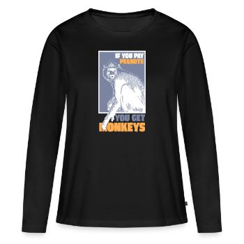 Singes pour cacahuètes - T-shirt manches longues Premium bio Femme - noir - Devant - Julia (174cm)