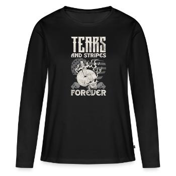 Emoticon Emo Tears and Stripes Forever Emocore - Women's Premium Organic Long Sleeve Shirt - black - Front - Julia (174cm)