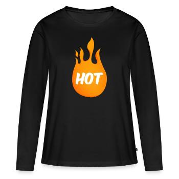 Hot Lit fire - Frauen Premium Bio Langarmshirt - Schwarz - Vorne - Julia (174cm)
