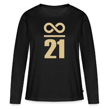 Infini par 21 millions de bitcoins - T-shirt manches longues Premium bio Femme - noir - Devant - Julia (174cm)