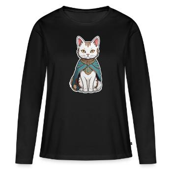 Sorcier du chat - T-shirt manches longues Premium bio Femme - noir - Devant - Julia (174cm)