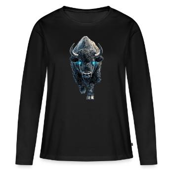 Bison - Frauen Premium Bio Langarmshirt - Schwarz - Vorne - Julia (174cm)