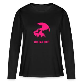 Klettern Bergsteiger-motivation climbing-girl - Frauen Premium Bio Langarmshirt - Schwarz - Vorne - Julia (174cm)