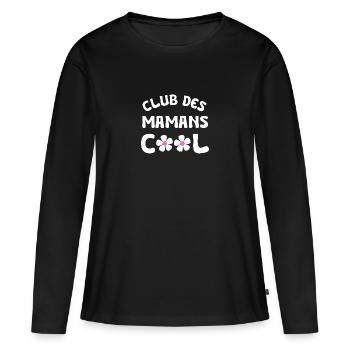 club des mamans cool - T-shirt manches longues Premium bio Femme - noir - Devant - Julia (174cm)