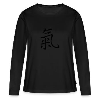 Life Energy - Caractère Chinois, Kanj - T-shirt manches longues Premium bio Femme - noir - Devant - Julia (174cm)