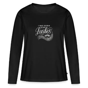Ich wurde geboren, um Wimpern zu machen - Frauen Premium Bio Langarmshirt - Schwarz - Vorne - Julia (174cm)