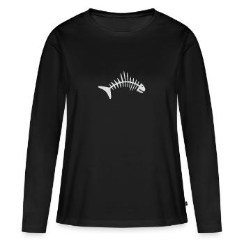 Os de poisson - T-shirt manches longues Premium bio Femme - noir - Devant - Julia (174cm)