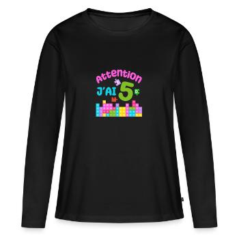 Gift 5 years Birthday I am 5 years old - Women's Premium Organic Long Sleeve Shirt - black - Front - Julia (174cm)