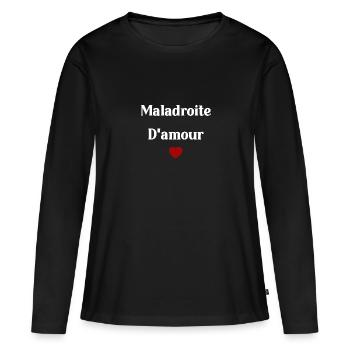 maladroite d'amour - T-shirt manches longues Premium bio Femme - noir - Devant - Julia (174cm)