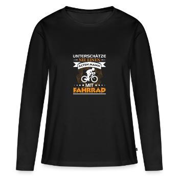Ne sous-estimez jamais un vieil homme ... Vélo - T-shirt manches longues Premium bio Femme - noir - Devant - Julia (174cm)