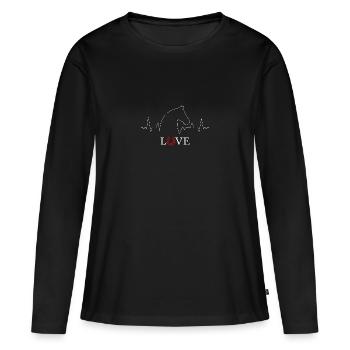 Proverbes de chevaux Dessin de cheval - T-shirt manches longues Premium bio Femme - noir - Devant - Julia (174cm)