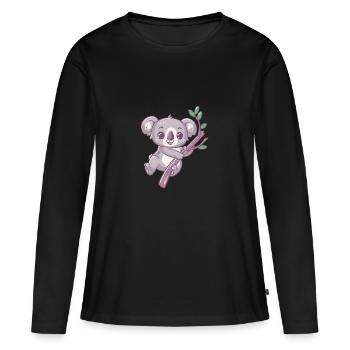 Koala heureux ours koala - T-shirt manches longues Premium bio Femme - noir - Devant - Julia (174cm)