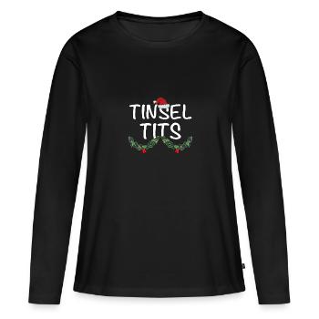Jingle Balls et Tinsel Tits Funny Matching Christ - T-shirt manches longues Premium bio Femme - noir - Devant - Julia (174cm)