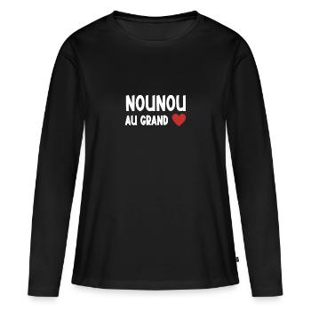 nounou au grand cœur - T-shirt manches longues Premium bio Femme - noir - Devant - Julia (174cm)