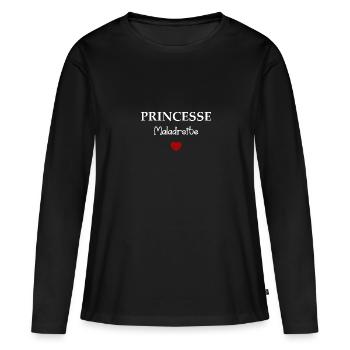 Princesse maladroite - T-shirt manches longues Premium bio Femme - noir - Devant - Julia (174cm)