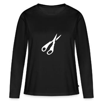 Schere Silhouette - Frauen Premium Bio Langarmshirt - Schwarz - Vorne - Julia (174cm)